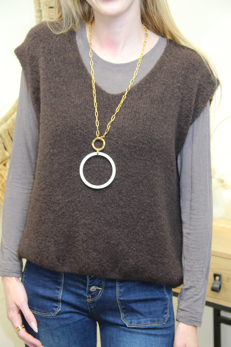 Top Cachemire Céline – Taupe Élégant