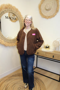 Veste Naya – Effet Mouton Marron