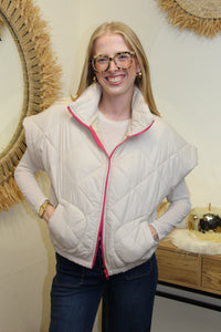 Doudoune Nova Cream – Zip Rose Fuchsia