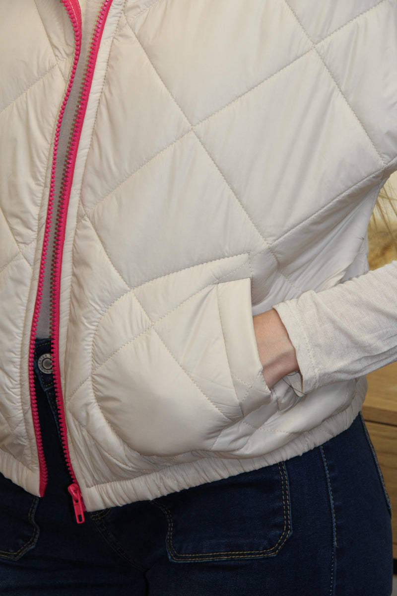 Doudoune Nova Cream – Zip Rose Fuchsia