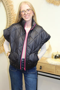 Doudoune Nova Black – Zip Rose Fuchsia