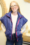 Doudoune Nova Blue – Zip Rose Fuchsia