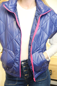 Doudoune Nova Blue – Zip Rose Fuchsia