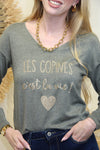 Sweat Copines Forever – Kaki Pailleté