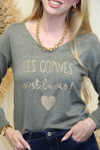 Sweat Copines Forever – Kaki Pailleté
