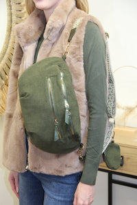Sac Banane Sierra – Velours Kaki