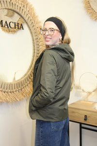 Veste Alya – Réversible Kaki Matte et Métallique