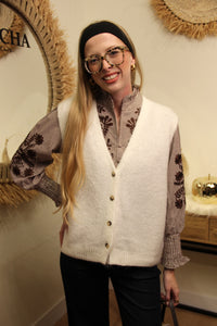 Gilet Éloïse – Boutonné Écru