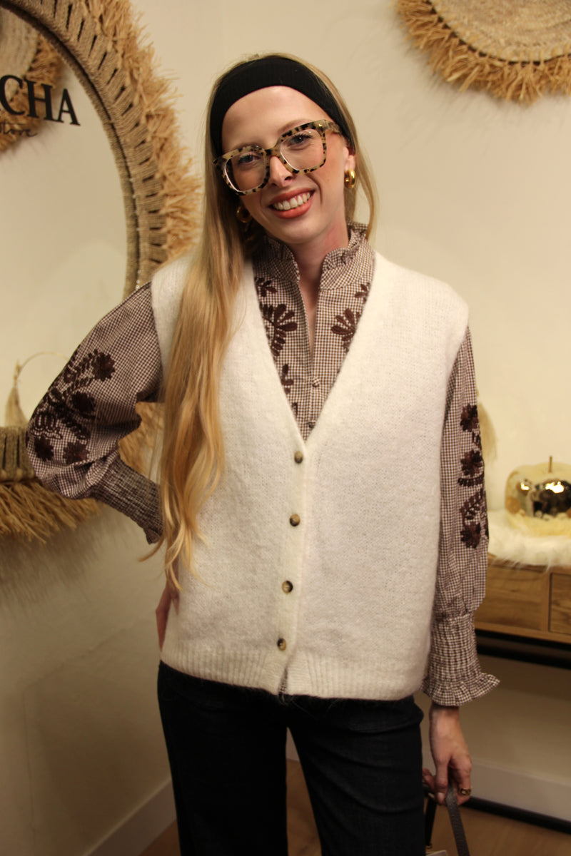 Gilet Éloïse – Boutonné Écru