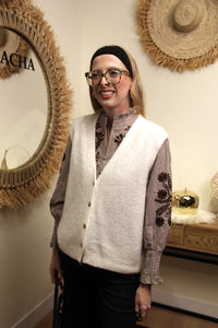 Gilet Éloïse – Boutonné Écru