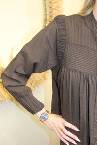 Blouse Cléophée – Coton Plissé Chocolat