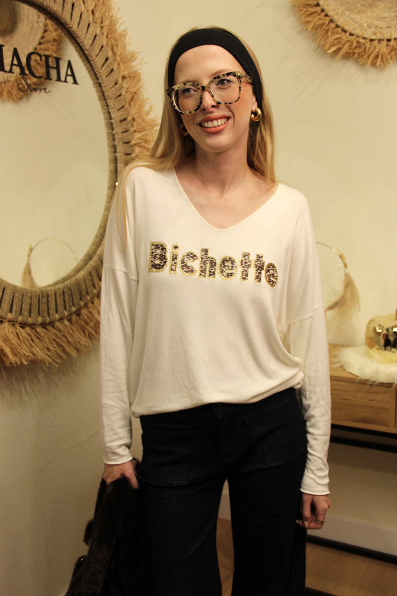 Sweat Bichette – Écru Léopard