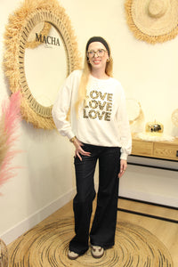 Sweat Love Love Love – Léopard Écru