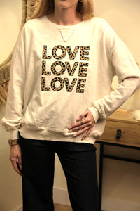 Sweat Love Love Love – Léopard Écru