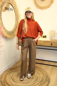 Pantalon "Élise" – Tissu Chevron Caramel