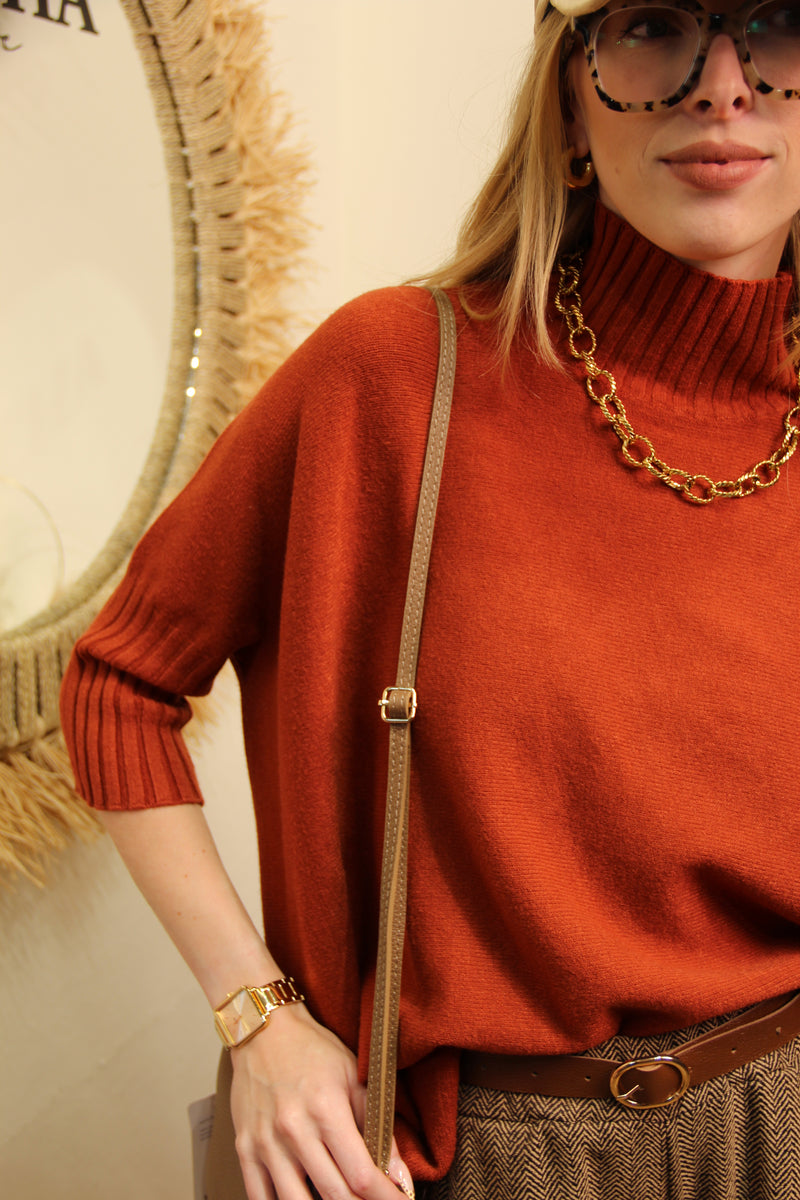 Pull "Ava" – Maille Oversize Rouille