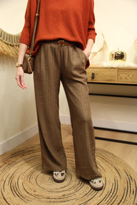 Pantalon "Élise" – Tissu Chevron Caramel