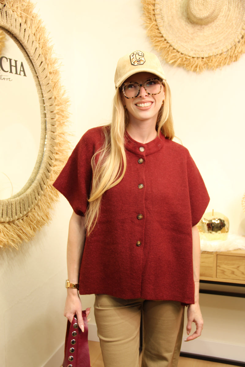 Gilet "Romane" – Boutonné Bordeaux