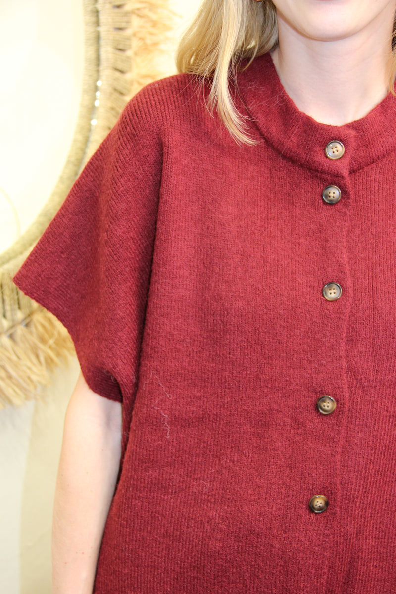 Gilet "Romane" – Boutonné Bordeaux