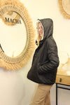 Veste "Charlie" – Réversible Noire & Sherpa Crème
