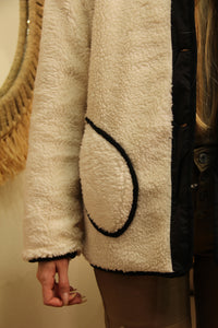 Veste "Charlie" – Réversible Noire & Sherpa Crème