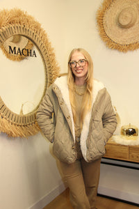 Veste "Charlie" – Réversible Beige & Sherpa Crème