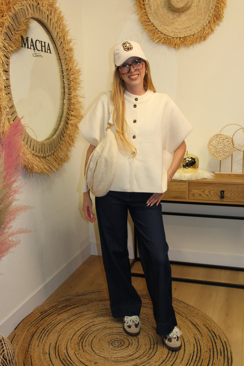 Gilet "Romane" – Écru Minimaliste