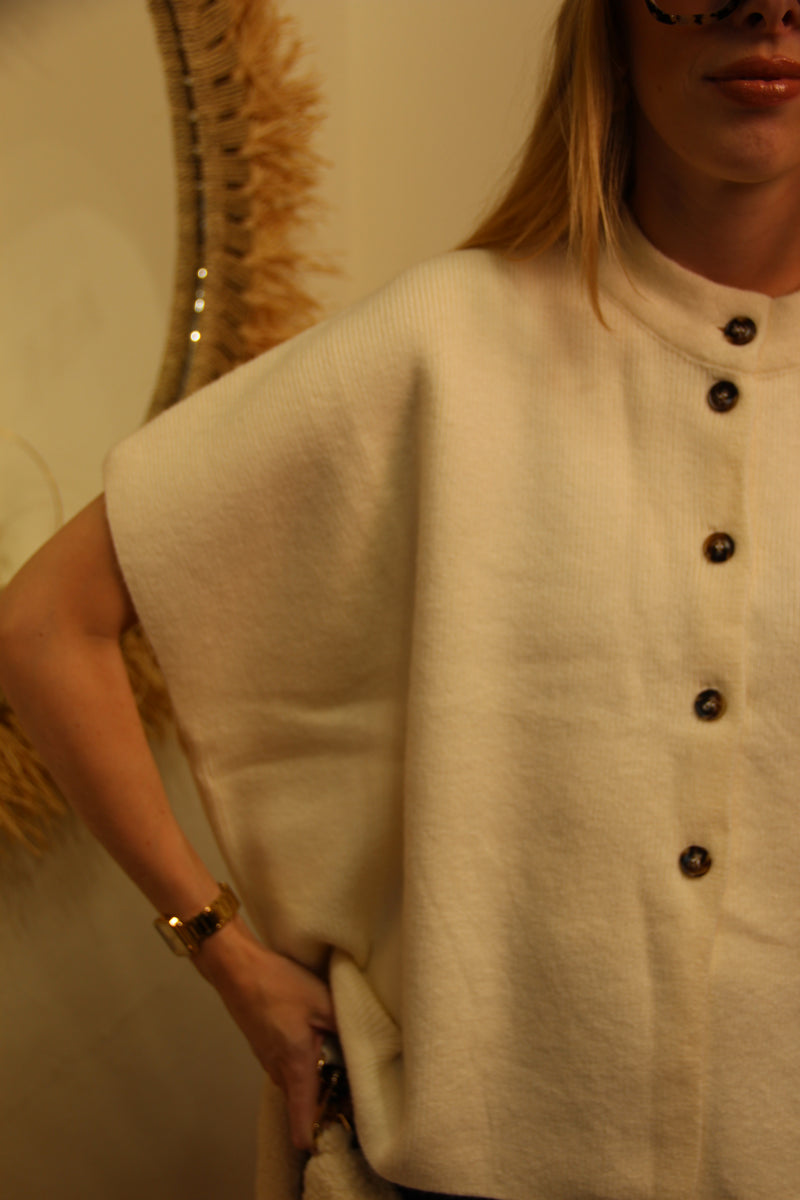 Gilet "Romane" – Écru Minimaliste