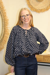 Blouse "Célina" à Pois Marine