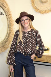 Blouse "Célina" à Pois Chocolat