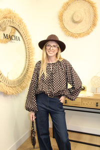 Blouse "Célina" à Pois Chocolat