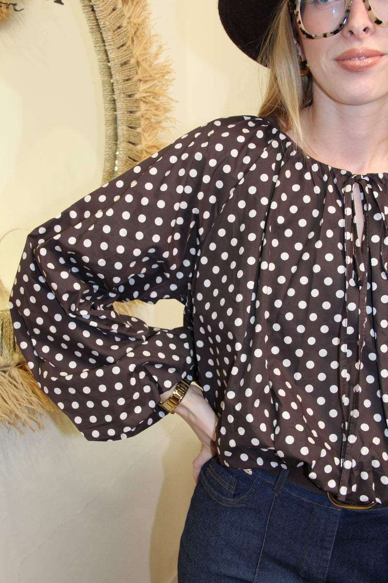 Blouse "Célina" à Pois Chocolat