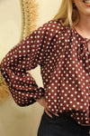 Blouse "Célina" à Pois Bordeaux