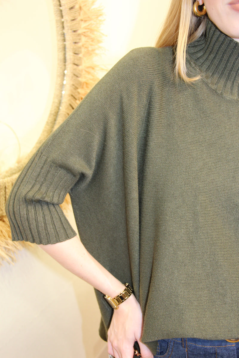Pull "Ava" – Maille Oversize Kaki
