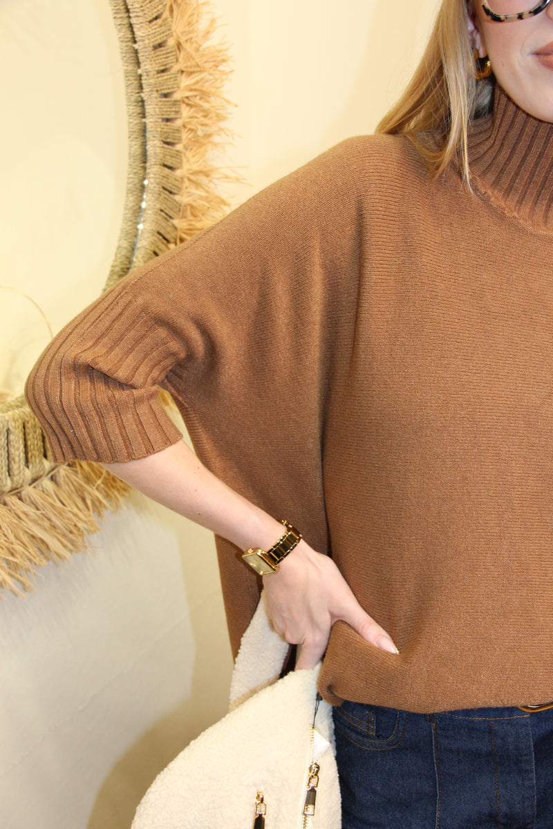 Pull "Ava" – Maille Oversize Camel