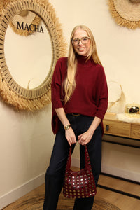 Pull "Ava" – Maille Oversize Bordeaux