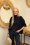 Pull "Ava" – Maille Oversize Bleu Marine