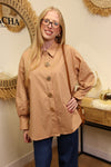 Chemise Solaria – Caramel & Boutons Soleil