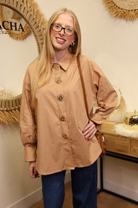 Chemise Solaria – Caramel & Boutons Soleil