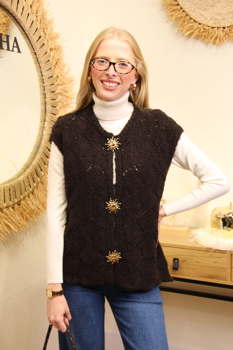 Alba – Gilet Sans Manches Chocolat