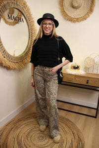 Zebra – Pantalon Évasé Imprimé Zébré