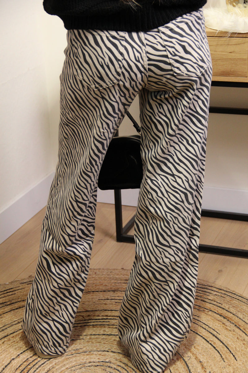 Zebra – Pantalon Évasé Imprimé Zébré