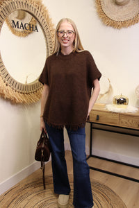 Pull Nadia – Maille Frangée Chocolat
