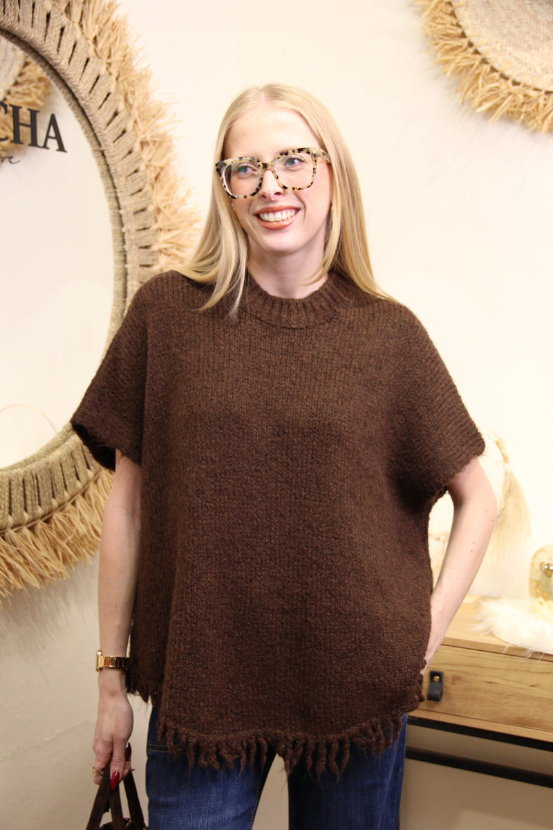 Pull Nadia – Maille Frangée Chocolat