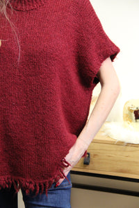 Pull Nadia – Maille Frangée Bordeaux