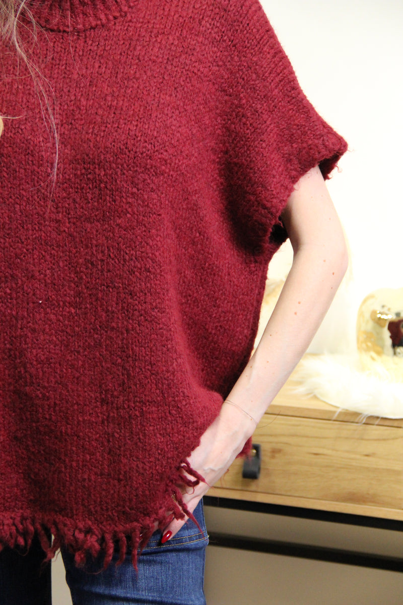 Pull Nadia – Maille Frangée Bordeaux