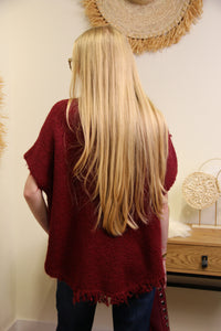 Pull Nadia – Maille Frangée Bordeaux