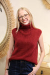 Pull sans manches Lidia – Col Roulé Bordeaux
