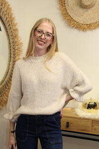 Pull Jeanne – Maille Duvetée Écrue