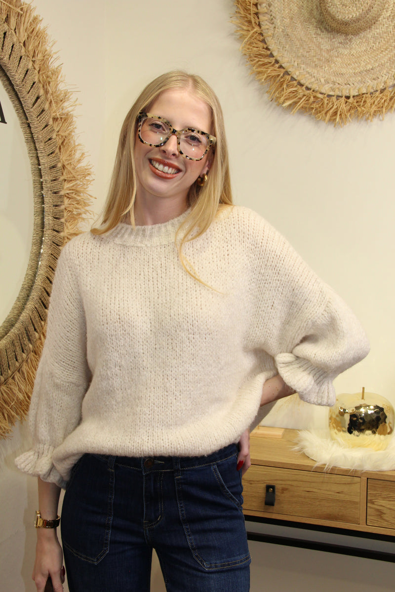 Pull Jeanne – Maille Duvetée Écrue